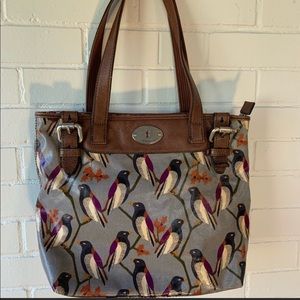 Fossil Key Per Wild Birds Leather Tote